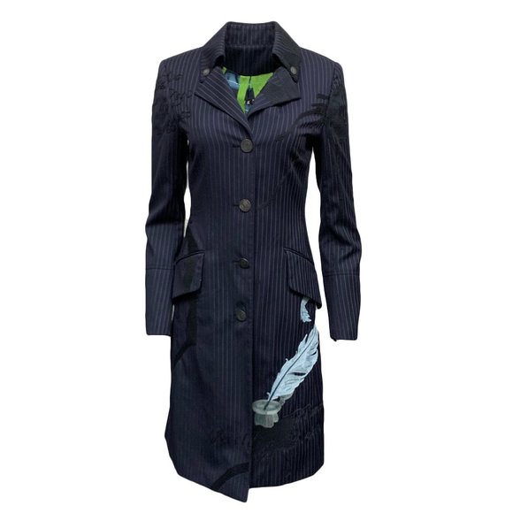 Asylum by Raw7 Jackets & Blazers - VINTAGE Asylum by Raw7 Pinstripe Trench Coat with Embroidery